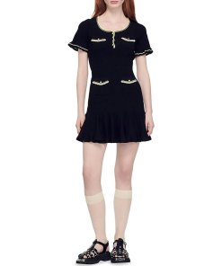 Sandro Charmette Short-Sleeve Knit Mini Dress