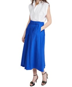 Jason Wu Cartridge-Pleat Tea-Length Cotton Skirt