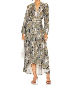 Veronica Beard Kadar Paisley Print High-Low Dress