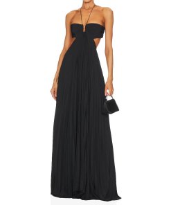 A.L.C. Moira Pleated Satin Maxi Dress  evaChic
