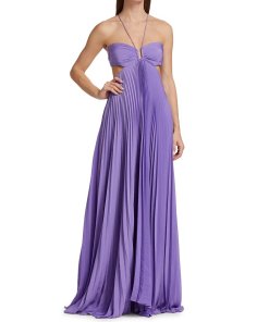 A.L.C. Moira Pleated Satin Maxi Dress  evaChic