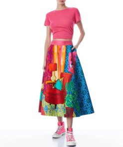 Alice + Olivia Earla The Parlour High-Waist Midi Skirt