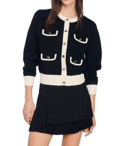 Sandro Murcie Two-Tone Buttoned Cardigan