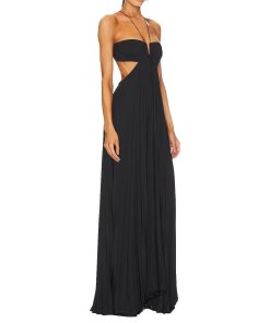 A.L.C. Moira Pleated Satin Maxi Dress