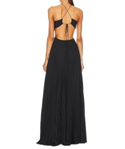 A.L.C. Moira Pleated Satin Maxi Dress
