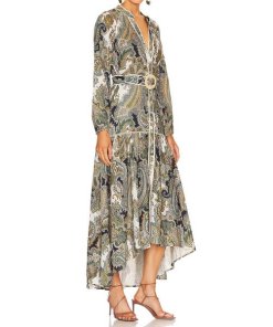 Veronica Beard Kadar Paisley Print High-Low Dress
