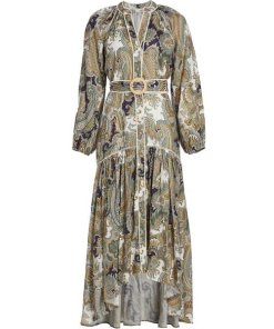 Veronica Beard Kadar Paisley Print High-Low Dress