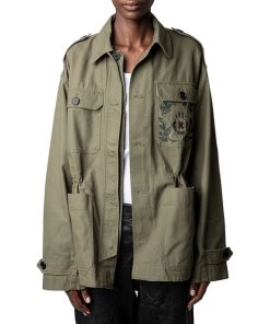 Zadig & Voltaire Kemi Embroidered Canvas Shirt Jacket
