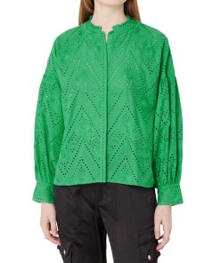 Maje Ciggy Eyelet Embroidery Cotton Blouse