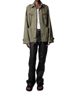 Zadig & Voltaire Kemi Embroidered Canvas Shirt Jacket