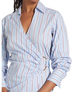 Veronica Beard Afton Striped Wrap Shirtdress