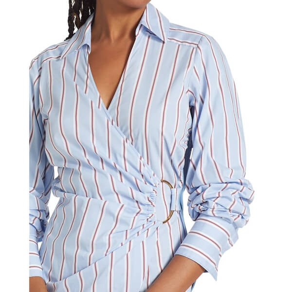 Veronica Beard Afton Striped Wrap Shirtdress