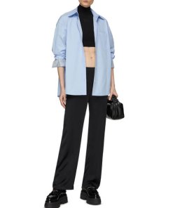 Alexander Wang Crystal-Embellished Cuff Button-Down Shirt