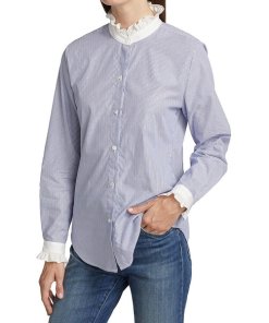 Nili Lotan Clara Ruffle-Trim Cotton Shirt