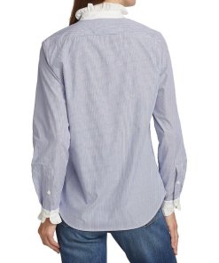 Nili Lotan Clara Ruffle-Trim Cotton Shirt