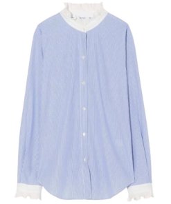 Nili Lotan Clara Ruffle-Trim Cotton Shirt