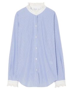Nili Lotan Clara Ruffle-Trim Cotton Shirt