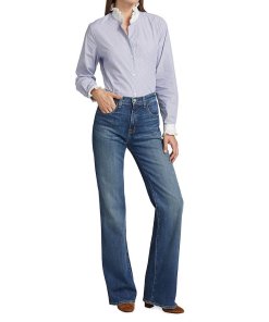 Nili Lotan Clara Ruffle-Trim Cotton Shirt