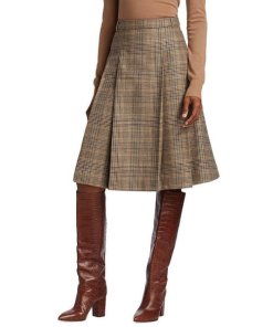 Nili Lotan Rosemonde Pleated Plaid Midi Skirt