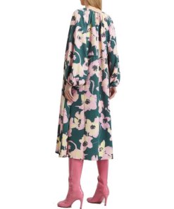 Stine Goya Heather Filigran Flower Green Midi Dress