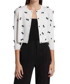 Alice + Olivia Daroda Bow-Detail Cropped Cardigan