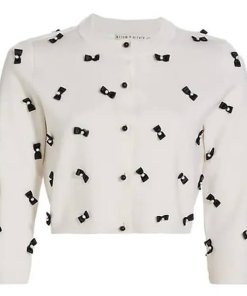 Alice + Olivia Daroda Bow-Detail Cropped Cardigan