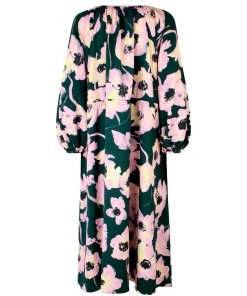Stine Goya Heather Filigran Flower Green Midi Dress