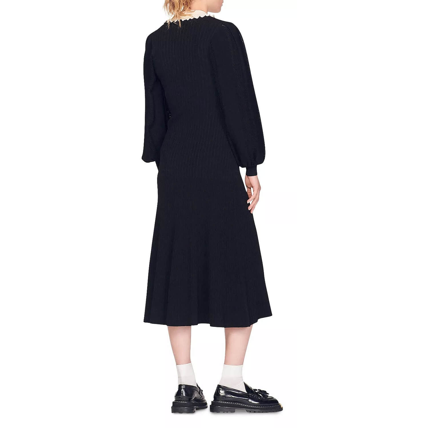Sandro Dorothy Puff-sleeve knitted Midi Dress – evaChic