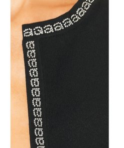 AlexanderWang.T Crystal Trim Cropped Cardigan Black Color