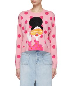 Alice + Olivia Gleeson Do Not Disturb Appliqué Crewneck Sweater