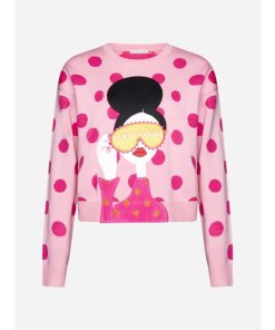Alice + Olivia Gleeson Do Not Disturb Appliqué Crewneck Sweater