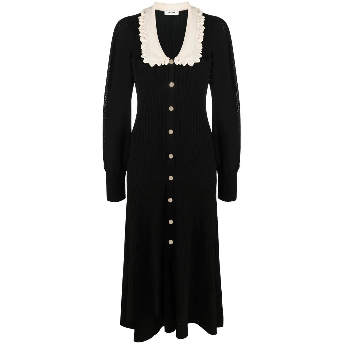 Sandro Dorothy Puff-sleeve knitted Midi Dress – evaChic