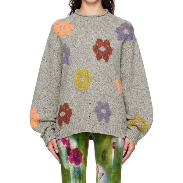 Acne Studios Floral Jacquard Wool-Blend Sweater – evaChic