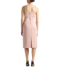 St. John Duchess Satin Sleeveless Midi Dress