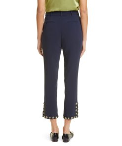 Cinq à Sept Beaded Rhinestone Floral Crop Pants