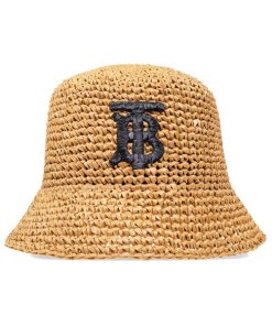 Burberry TB Raffia-Effect Crochet Bucket Hat