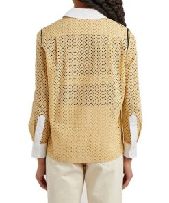 Tory Burch Poplin-Trimmed Broderie Anglaise Cotton Shirt