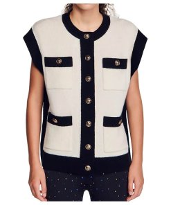 Sandro Lunea Oversized Two-Tone Sweater Vest