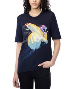 Zadig & Voltaire Ida Embellished Short-Sleeve Sweater