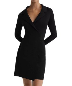 white collar black dress Reiss - Knit Midi Dress main image 0