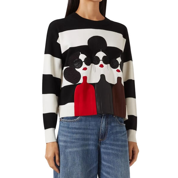 Alice + Olivia Gleeson Stace Face Wool Sweater