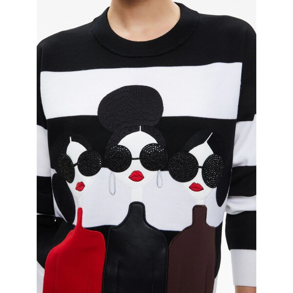 Alice + Olivia Gleeson Stace Face Wool Sweater