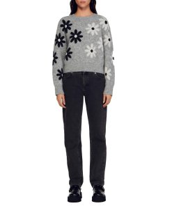 Sandro Maguy Floral Intarsia Knit Sweater