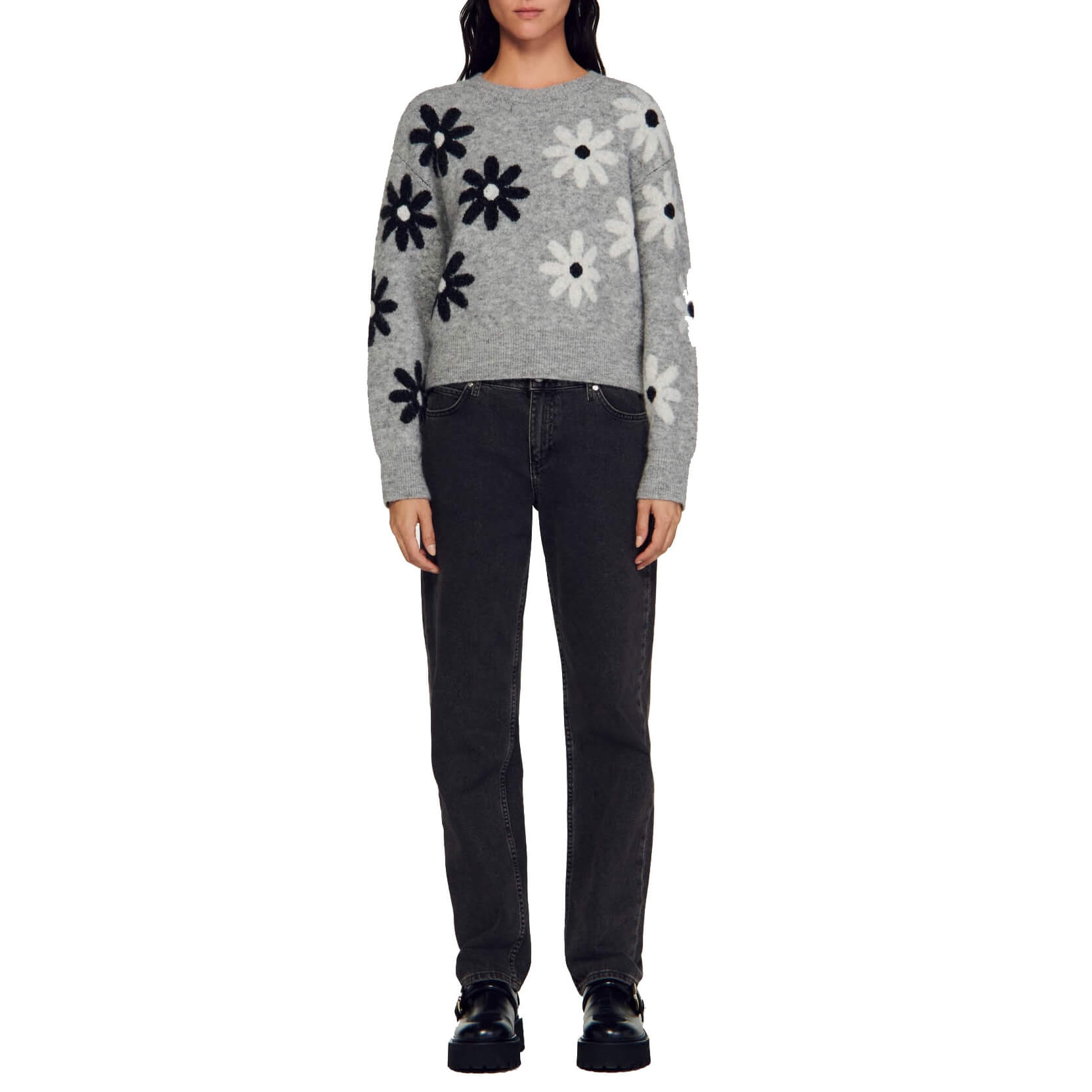 Sandro Maguy Floral Intarsia Knit Sweater