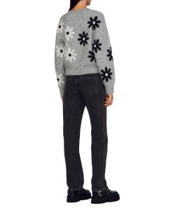 Sandro Maguy Floral Intarsia Knit Sweater