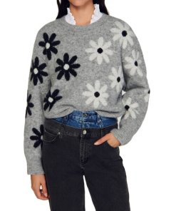 Sandro Maguy Floral Intarsia Knit Sweater