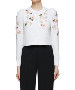 Alice + Olivia Kitty Floral Embroidered Cardigan