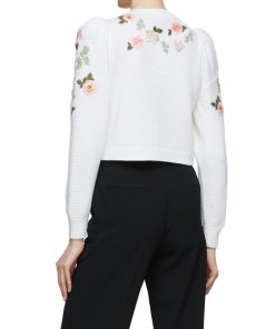 Alice + Olivia Kitty Floral Embroidered Cardigan
