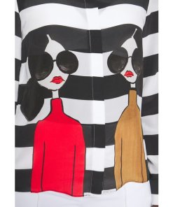 Alice + Olivia Striped Stace Face Willa Placket Blouse