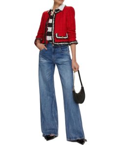 Alice + Olivia Striped Stace Face Willa Placket Blouse